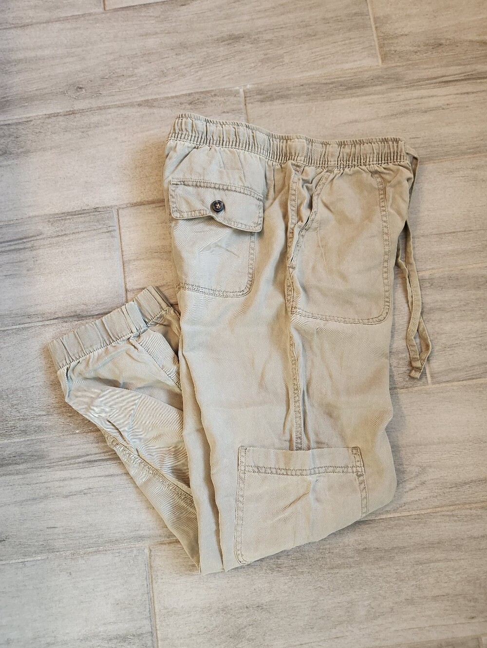 C&C California Cargo Pants S Military Green 100% Lyocel Tapered Cuffed Joggers